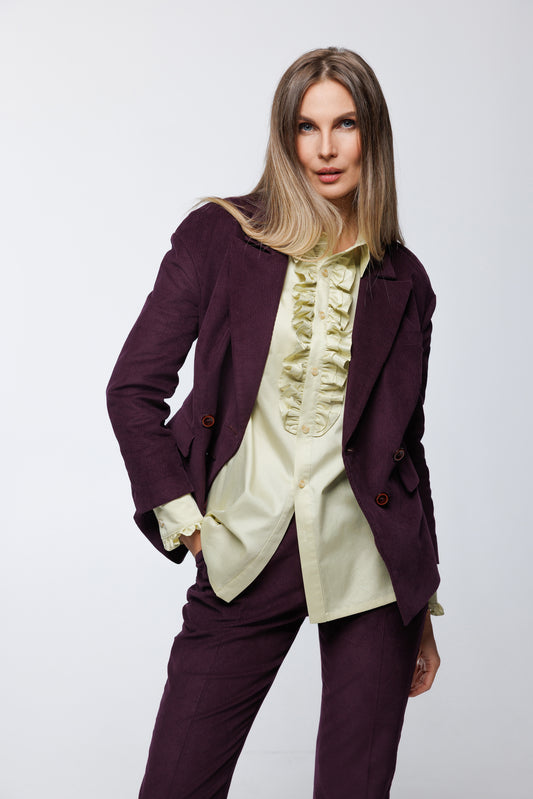 Tailored Cotton Suit with Slim-Leg Trousers