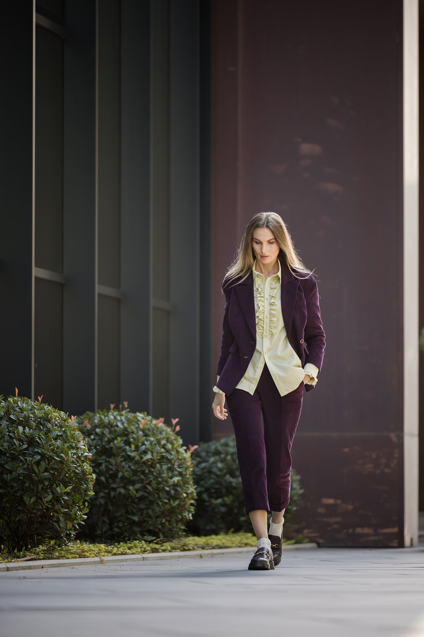 Tailored Cotton Suit with Slim-Leg Trousers