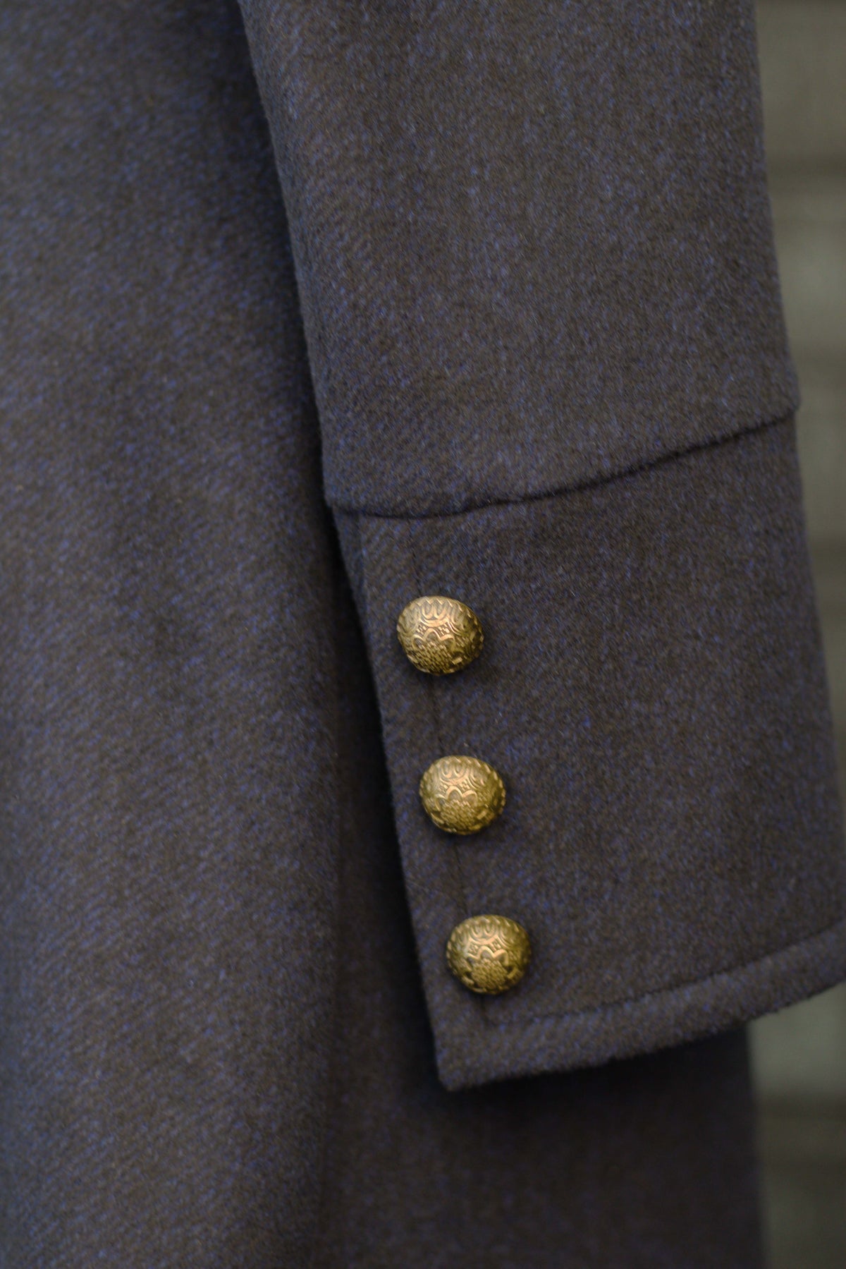 Women’s Wool-Blend Coat – Double Breasted – Bronze Buttons – Navy – EARL GODOT