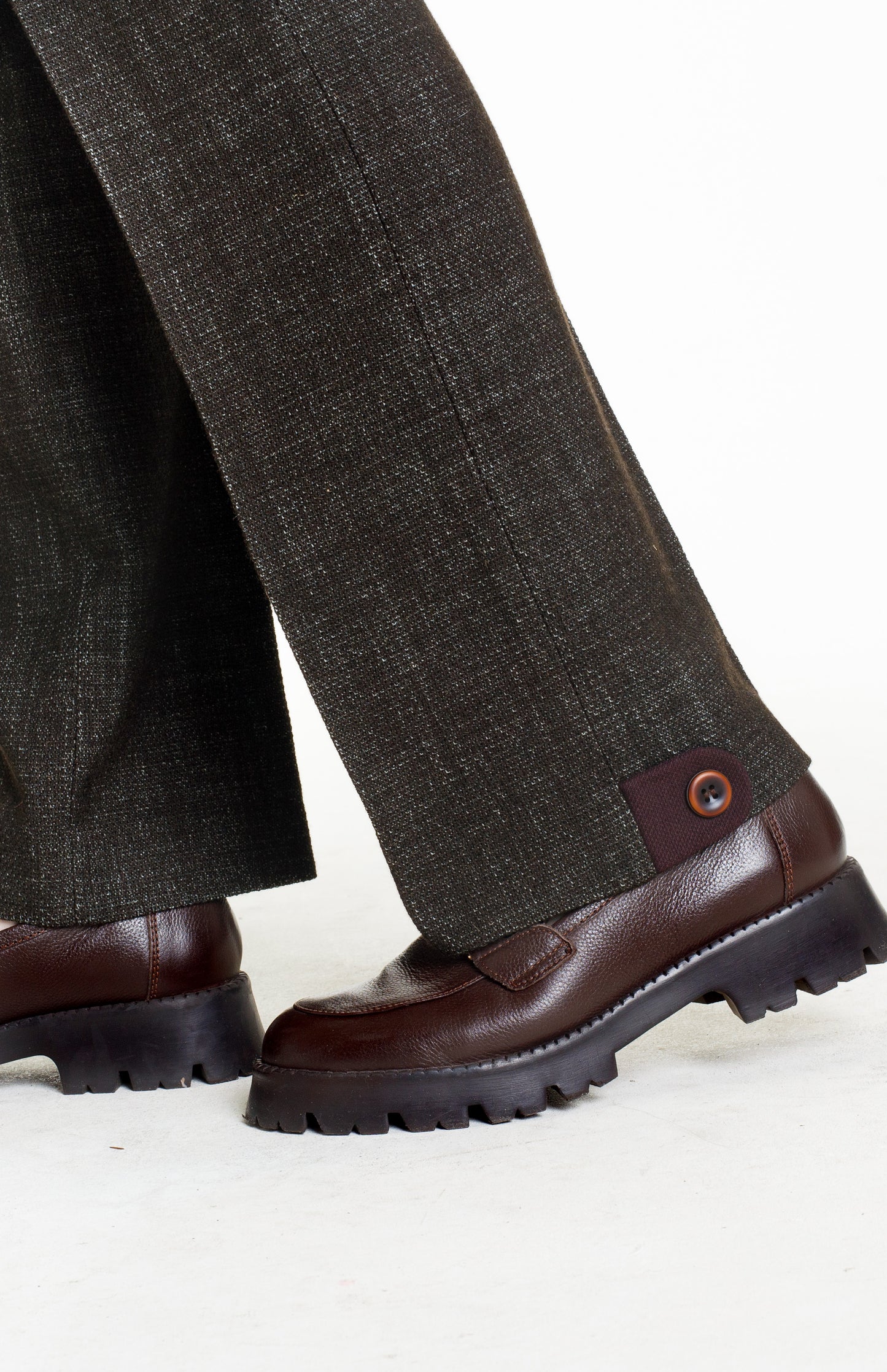 High-Waisted Wool-Cotton Blend Tailored Trousers